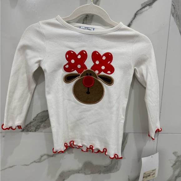 Festive Kids Long Sleeve Shirt with Reindeer Design - Picture 1 of 7
